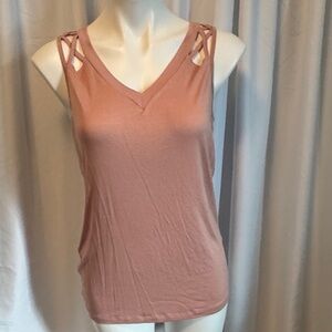 Doe & Rae Blush Pink V-Neck Tank Top
